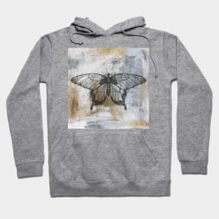 Gold And Grey Textures Butterfly A4 Hoodie